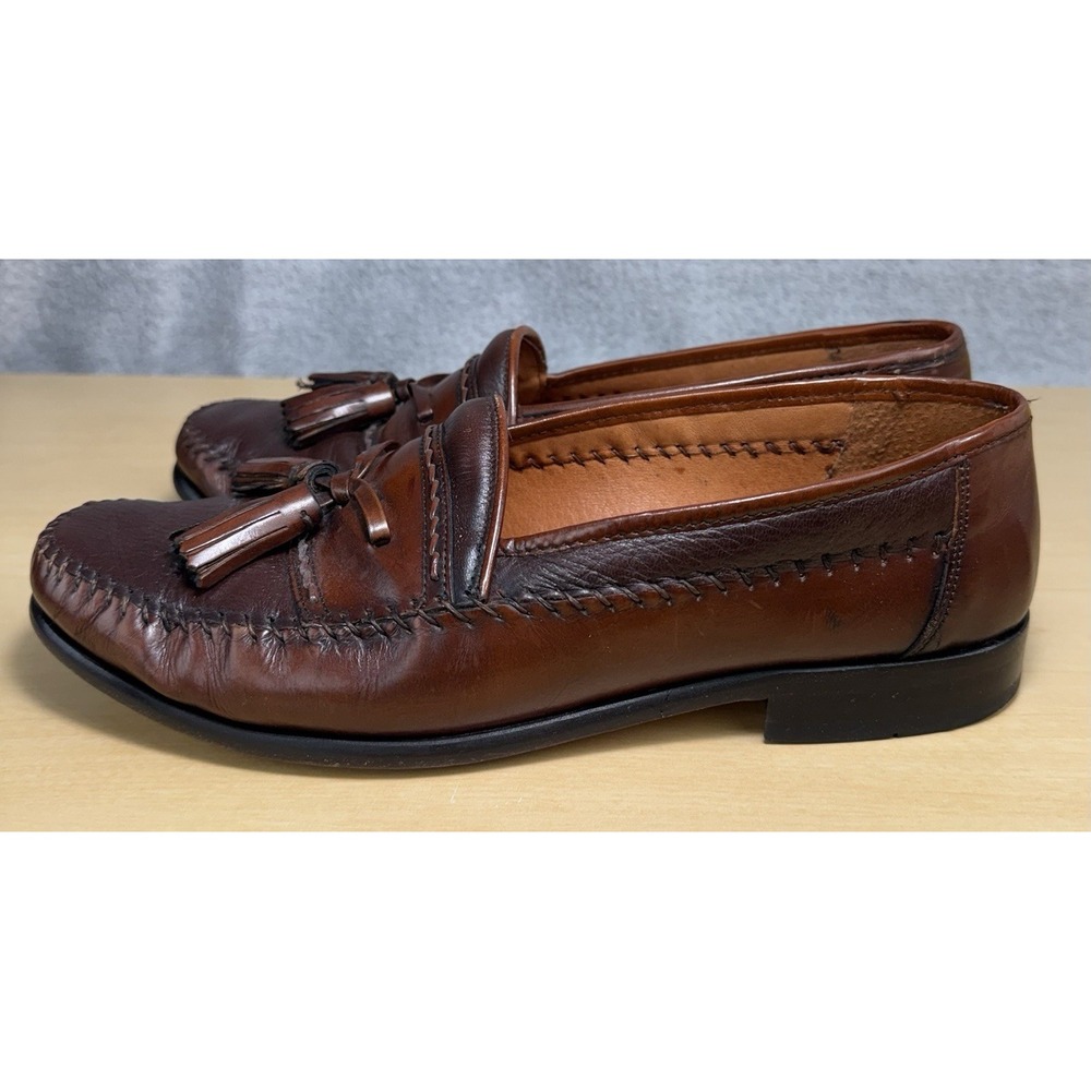 Brass Boot Mens Brown‎ Leather Tassel Loafers Slip On Casual Shoes Spain Size 9